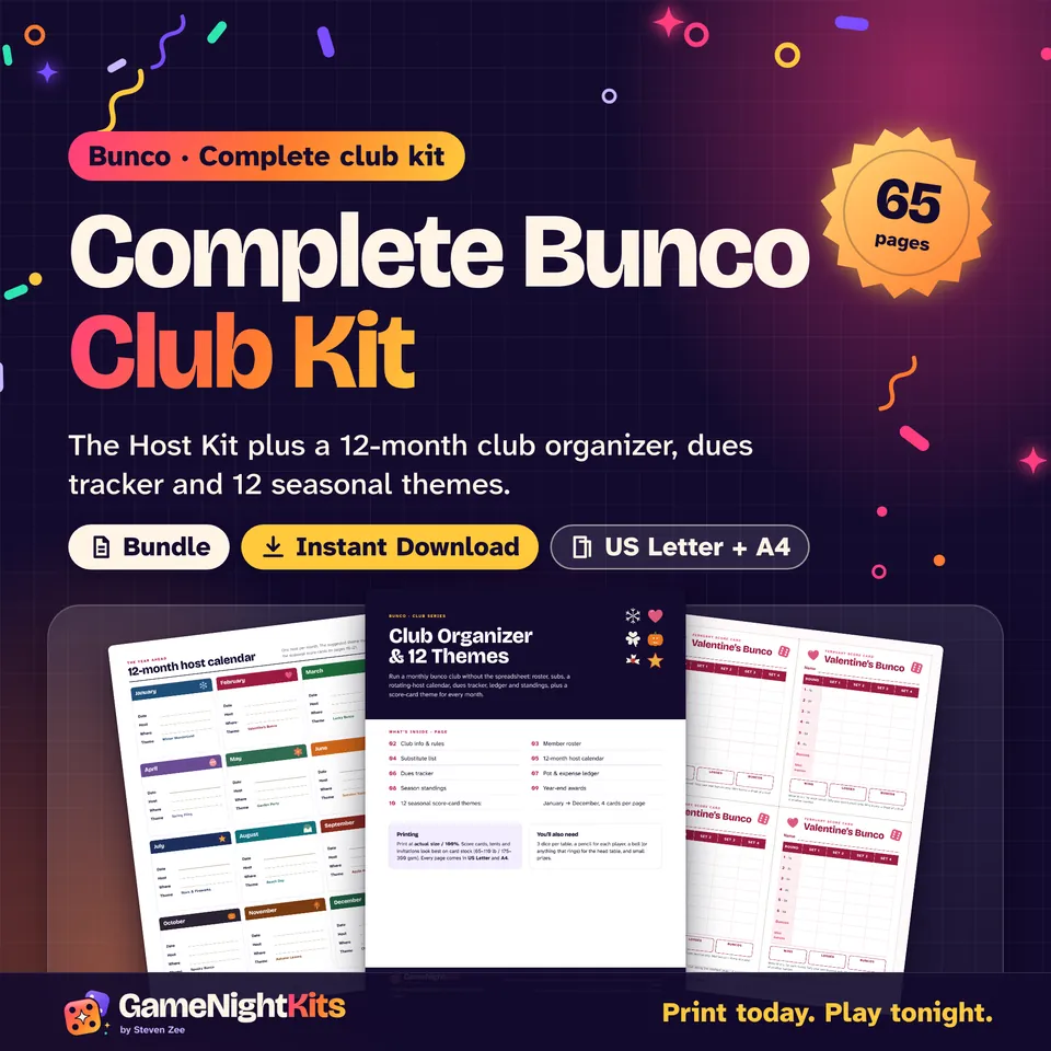 Complete Bunco Club Kit printable cover