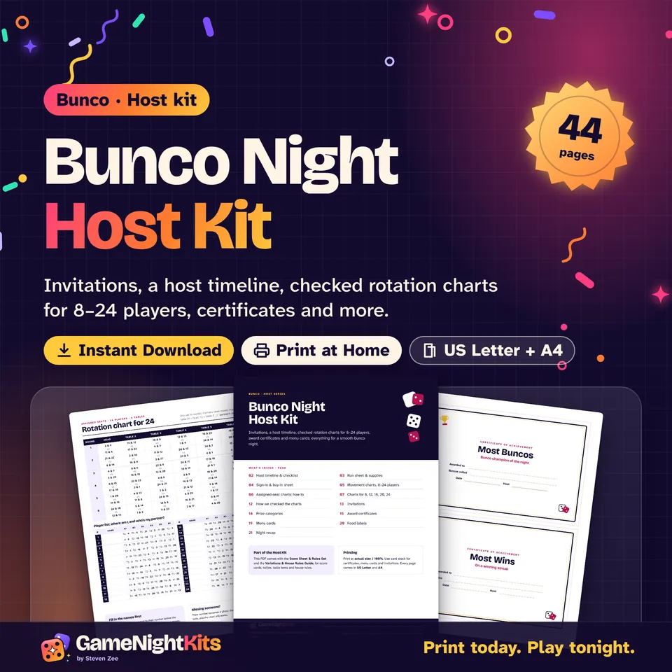 Bunco Host Kit printable cover