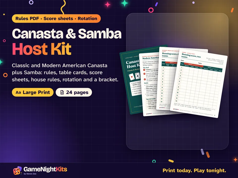 Canasta & Samba Host Kit printable cover