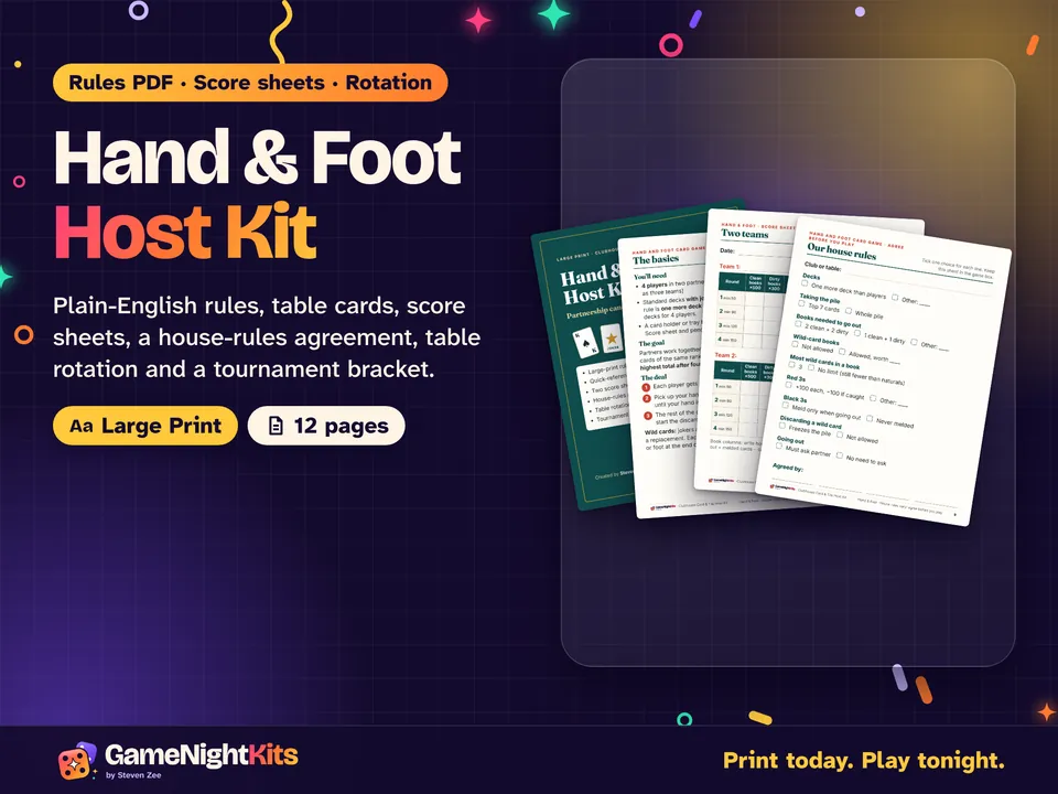 Hand & Foot Host Kit printable cover