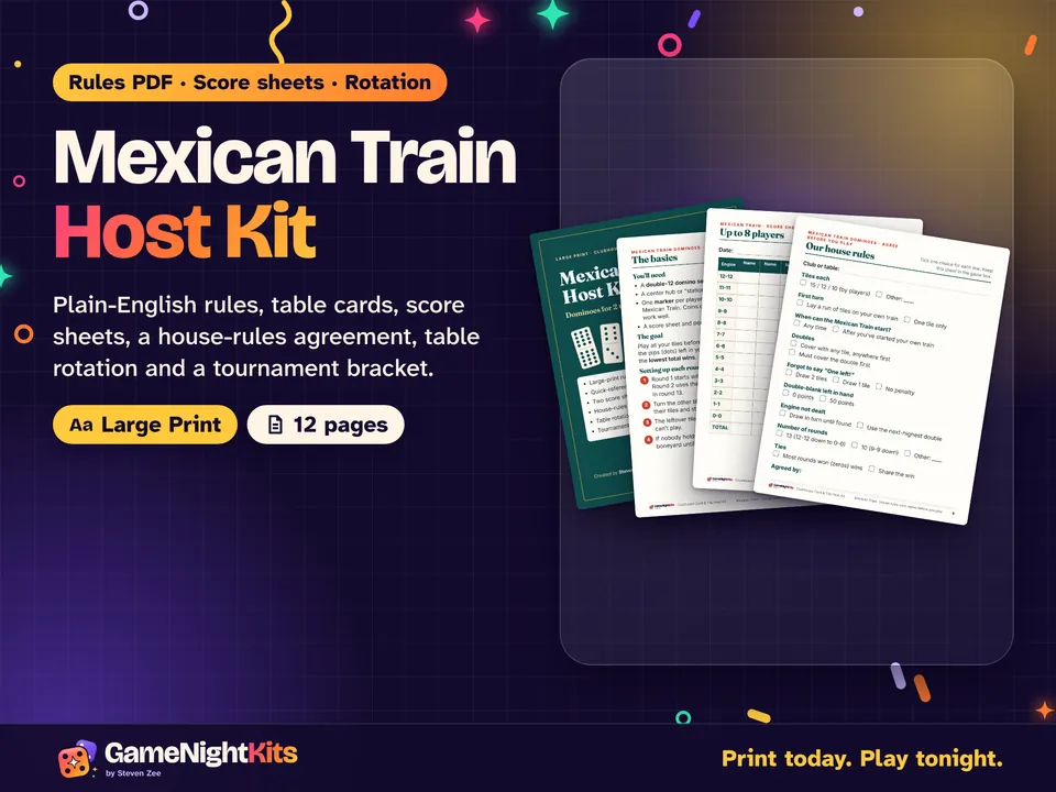 Mexican Train Host Kit printable cover