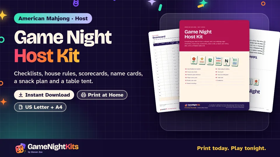 Mahjong Game Night Host Kit printable cover